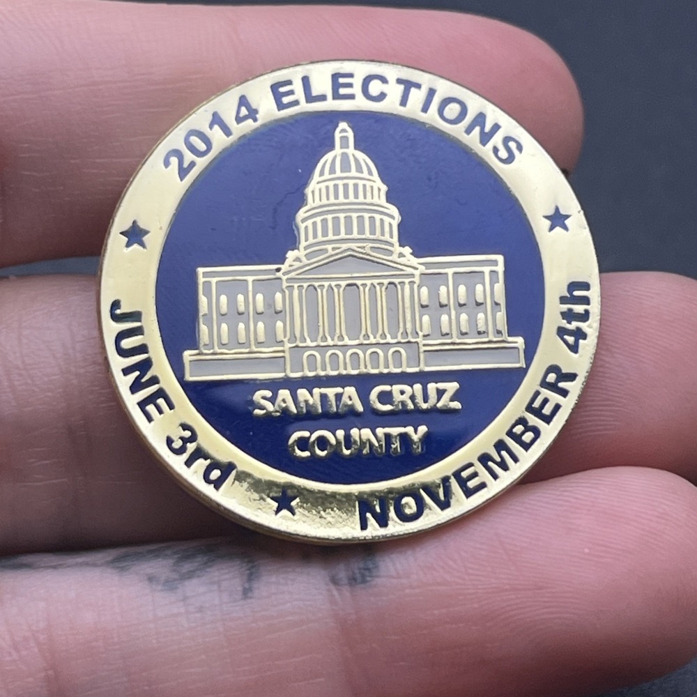 2014 Elections Santa‎ Cruz County California Lapel Hat Pin